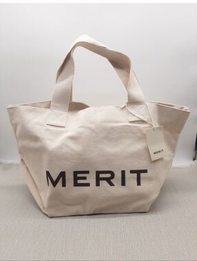 Merit The Everything Large Canvas Tote Bag Cream Color Shopper Heavy Duty